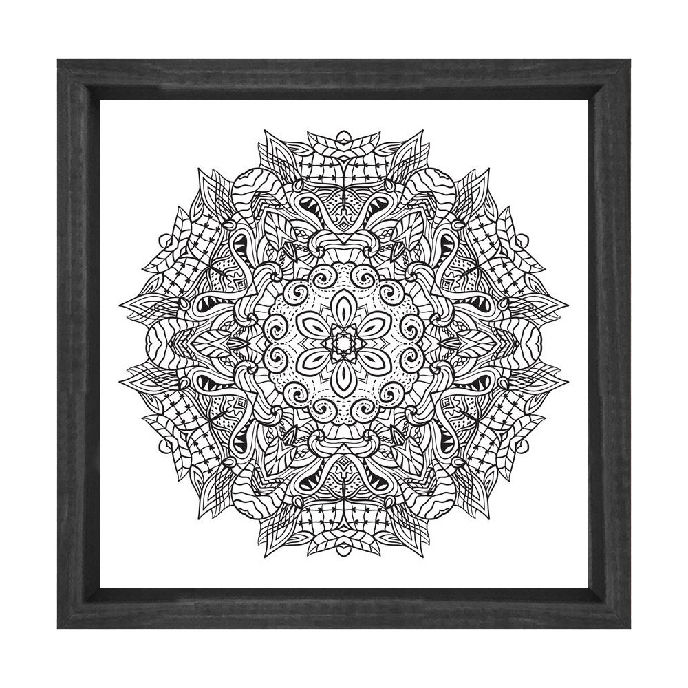 Desen Boyama Tablo Tablosu Siyah Ahşap Çerçeve - 30x30