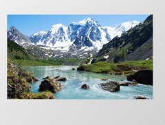 Karlı Dağ Ve Nehir Tablosu Çerçevesiz - 100x150