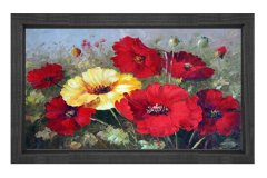 Gelincikler Tablosu Siyah Ahşap - 50x90