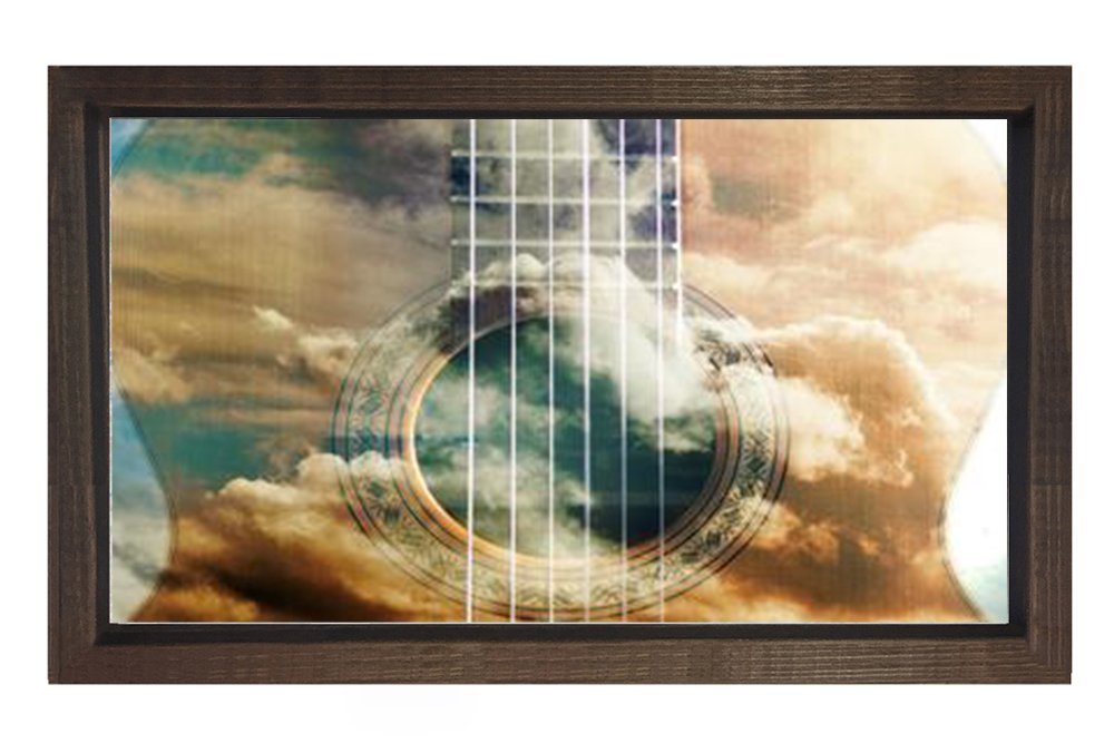 Gitar Ve Özgürlük Tablosu Kahverengi Ahşap Çerçeve - 40x60