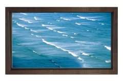 Dalgalı Deniz Yağlıboya Tablosu Kahverengi Ahşap Çerçeve - 45x30