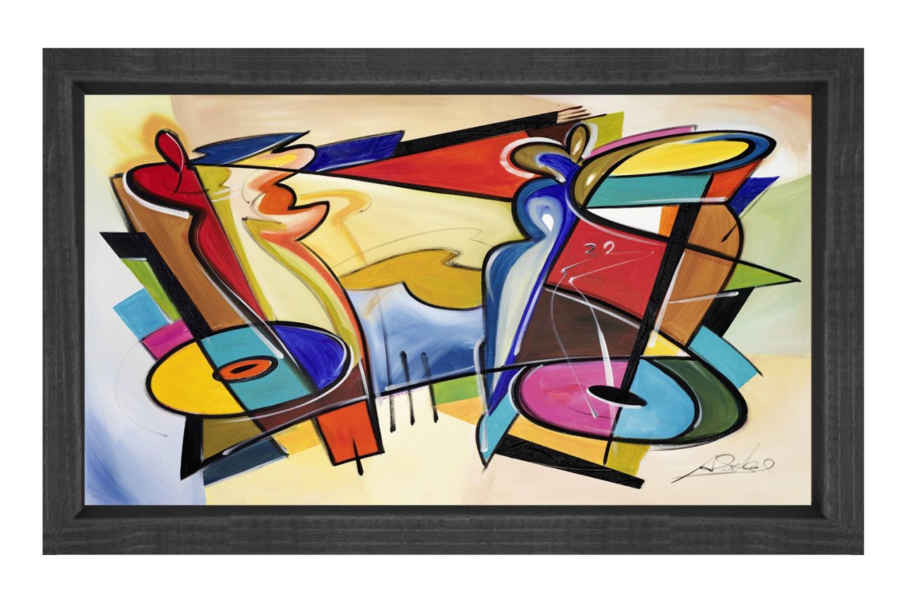 Soyut Tablo Tablosu Siyah Ahşap Çerçeve - 100x200