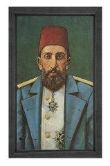 II Abdülhamit Tablosu Siyah Ahşap Çerçeve - 50x70