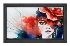 Kadın Yüzü Tablosu Siyah Ahşap Çerçeve - 100x150