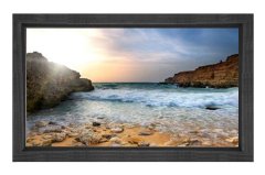 Taşlı Deniz Manzarası Tablosu Siyah Ahşap Çerçeve - 45x30