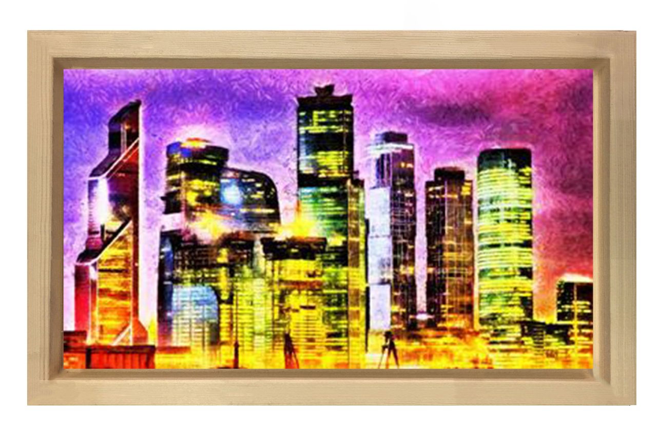 Metropol  Tablosu Naturel Ahşap Çerçeve - 50x90
