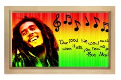 Bob Marley ve Sözü Tablosu Naturel Ahşap Çerçeve - 50x70