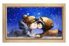 Çoçukluk Aşkı Tablosu Naturel Ahşap Çerçeve - 40x60