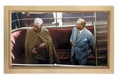 Atatürk ve İran Şahı Tablosu Naturel Ahşap - 50x90