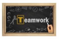 Team Work =Takım Çalışması Tablosu Naturel Ahşap Çerçeve - 45x30