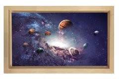 Evren ve Uzay Tablosu Naturel Ahşap Çerçeve - 40x60