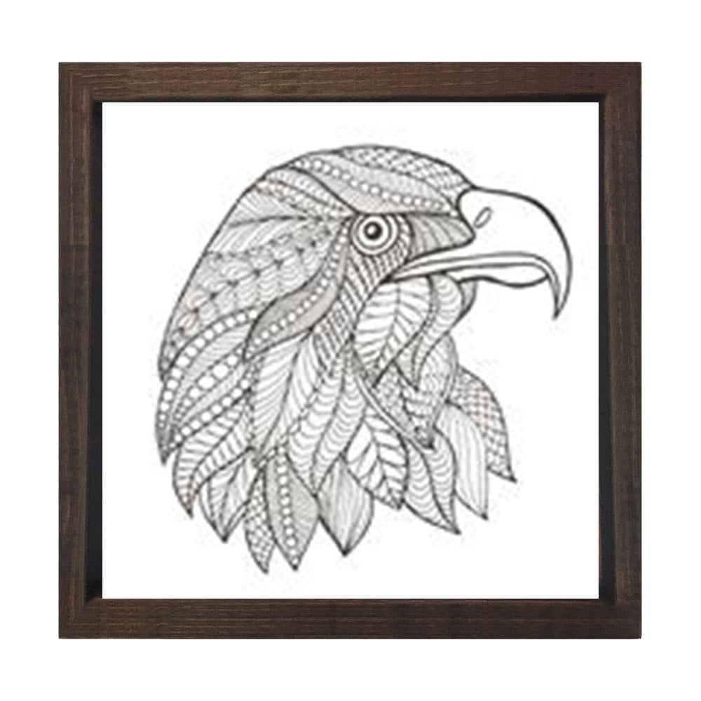 Mandala Kartal Tablosu Kahverengi Ahşap Çerçeve - 40x40