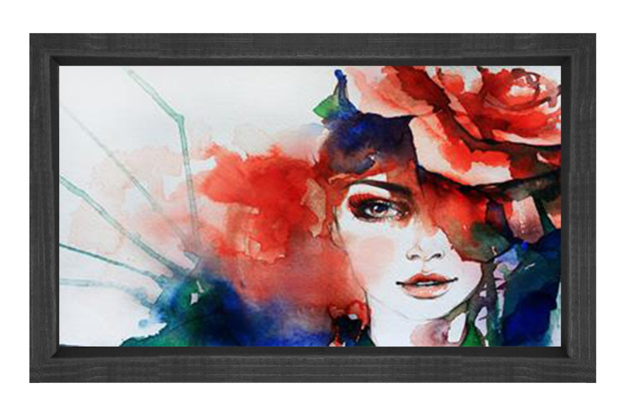 Kadın Yüzü Tablosu Siyah Ahşap Çerçeve - 45x30