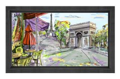 Eiffel  Kulesi Vektörel Tablosu Siyah Ahşap Çerçeve - 50x90