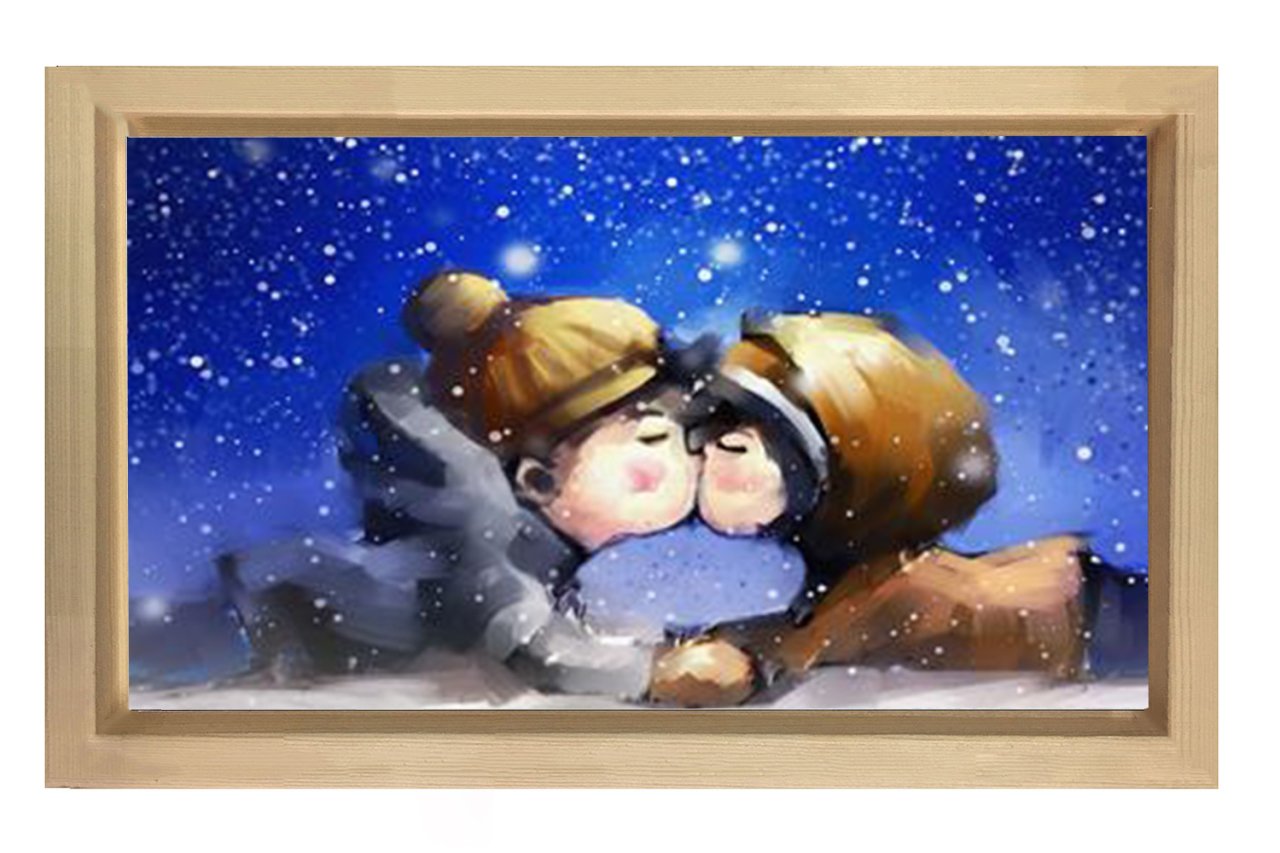 Çoçukluk Aşkı Tablosu Naturel Ahşap Çerçeve - 50x90