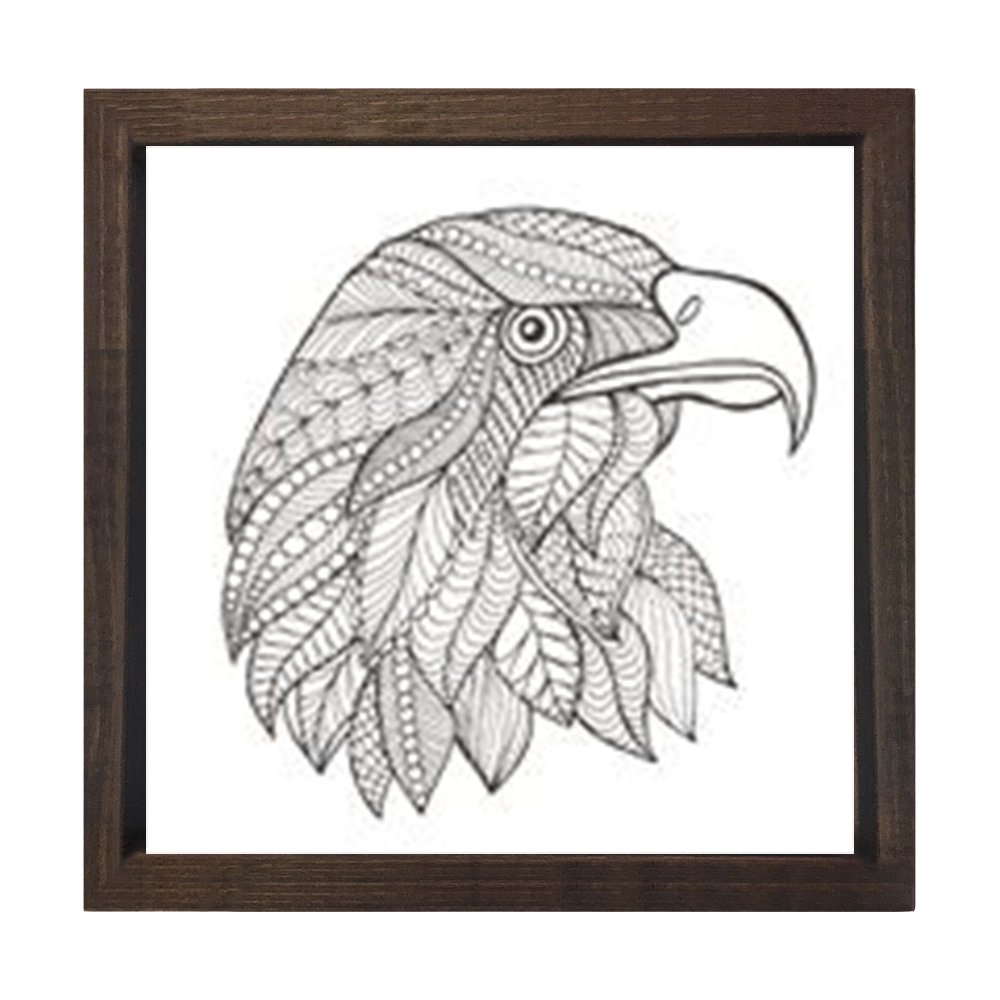 Mandala Kartal Tablosu Kahverengi Ahşap Çerçeve - 50x50