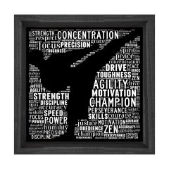 Bruce Lee Spor Tipografi Tablosu Siyah Ahşap Çerçeve - 90x90