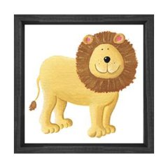 Aslan Tablosu Siyah Ahşap Çerçeve - 100x100