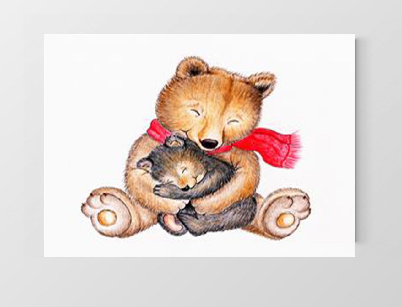 Sevimli Ayıcık Ve Yavrusu Tablosu Çerçevesiz - 100x150