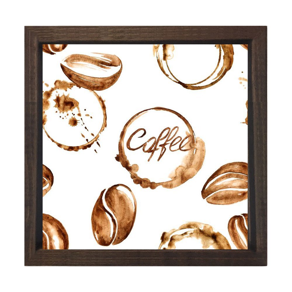 Soyut Kahve Çekirdekleri  Tablosu Kahverengi Ahşap Çerçeve - 30x30