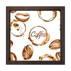 Soyut Kahve Çekirdekleri  Tablosu Kahverengi Ahşap Çerçeve - 30x30