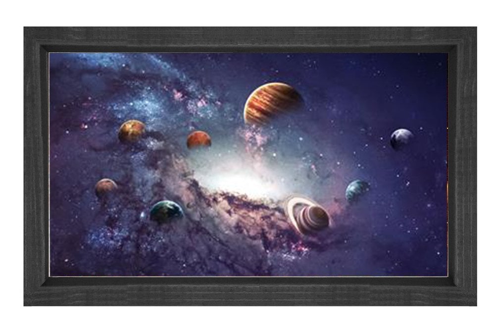 Evren ve Uzay Tablosu Siyah Ahşap Çerçeve - 100x150