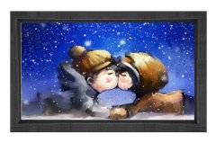 Çoçukluk Aşkı Tablosu Siyah Ahşap Çerçeve - 100x200