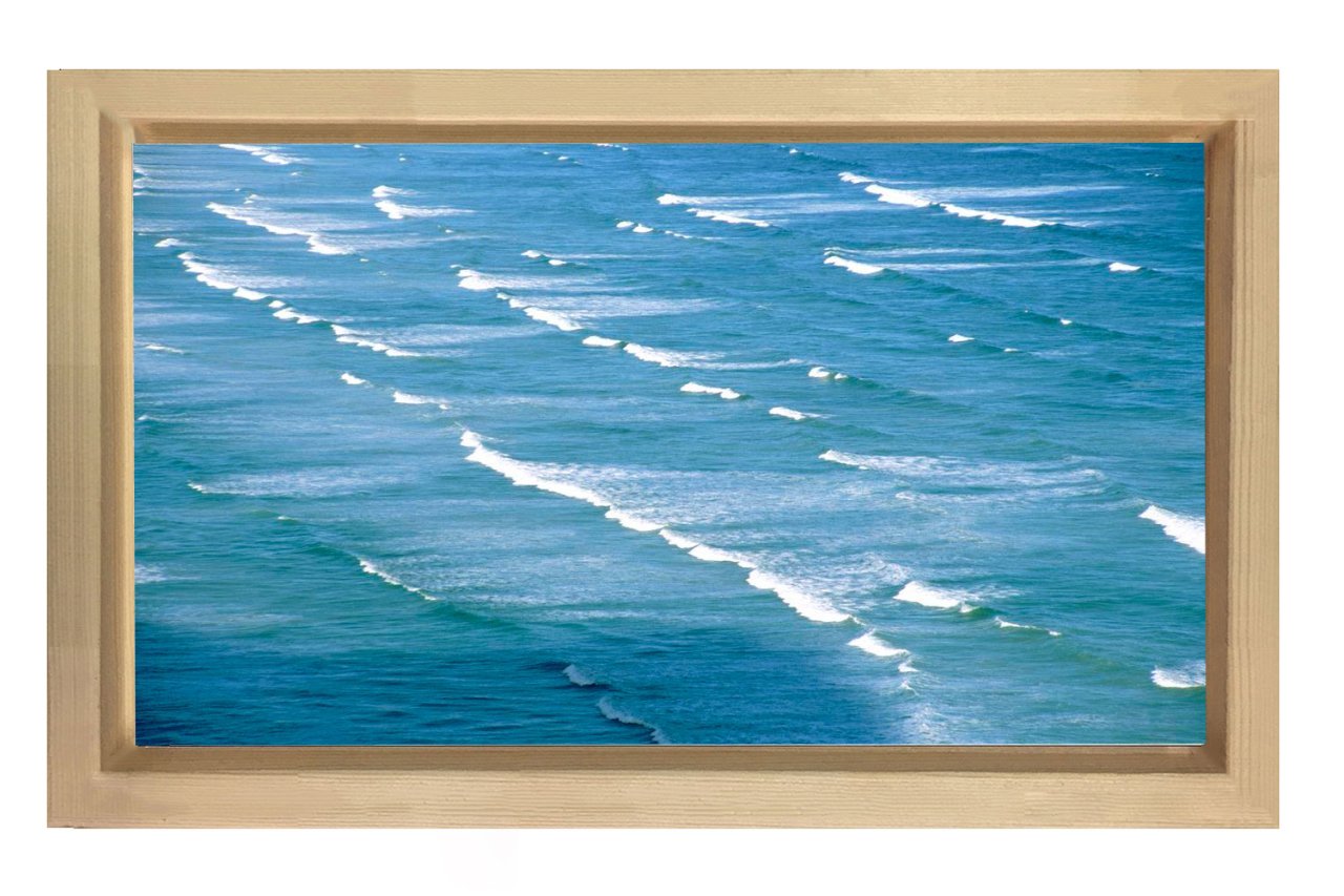 Dalgalı Deniz Yağlıboya Tablosu Naturel Ahşap Çerçeve - 45x30