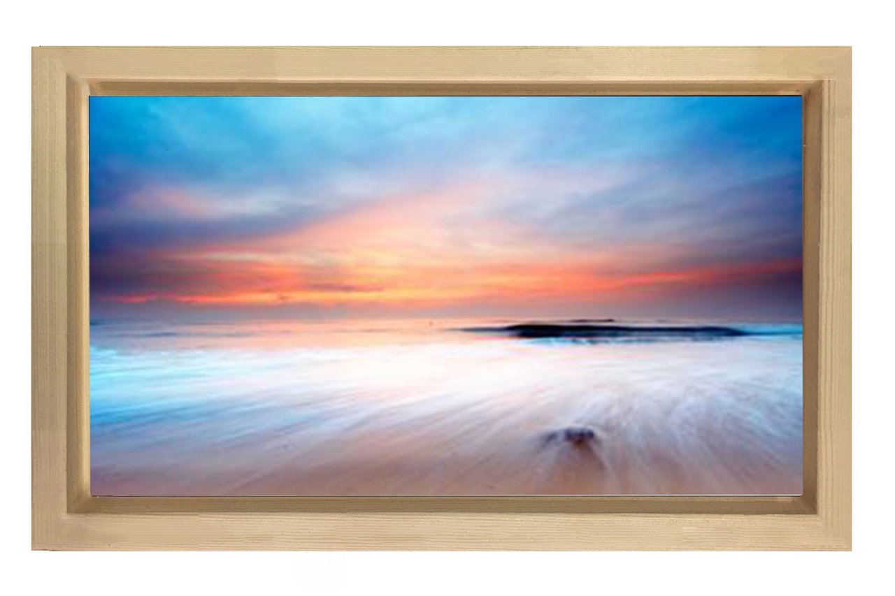 Bulutlar ve Sisli Deniz Tablosu Naturel Ahşap Çerçeve - 70x100