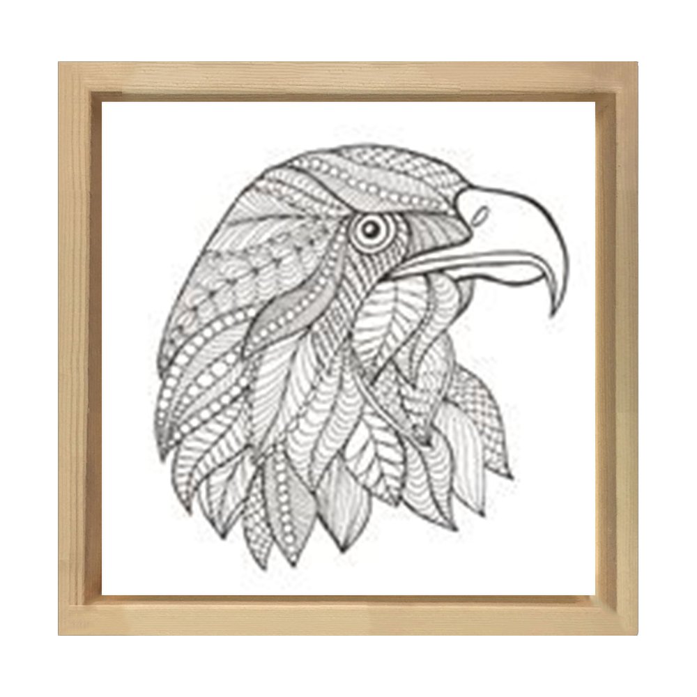 Mandala Kartal Tablosu Naturel Ahşap Çerçeve - 100x100
