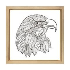 Mandala Kartal Tablosu Naturel Ahşap Çerçeve - 100x100