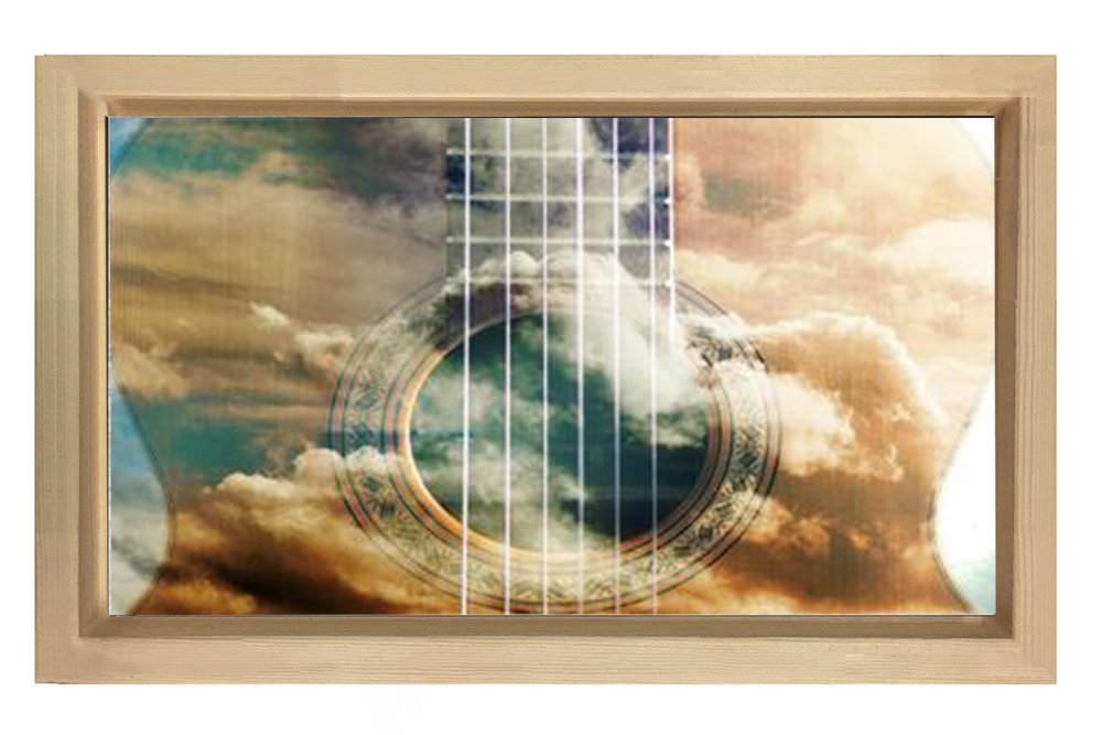 Gitar Ve Özgürlük Tablosu Naturel Ahşap Çerçeve - 50x90