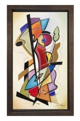 Soyut Tablo Tablosu Kahverengi Ahşap Çerçeve - 50x90