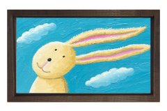 Tavşan Tablosu Kahverengi Ahşap Çerçeve - 40x60