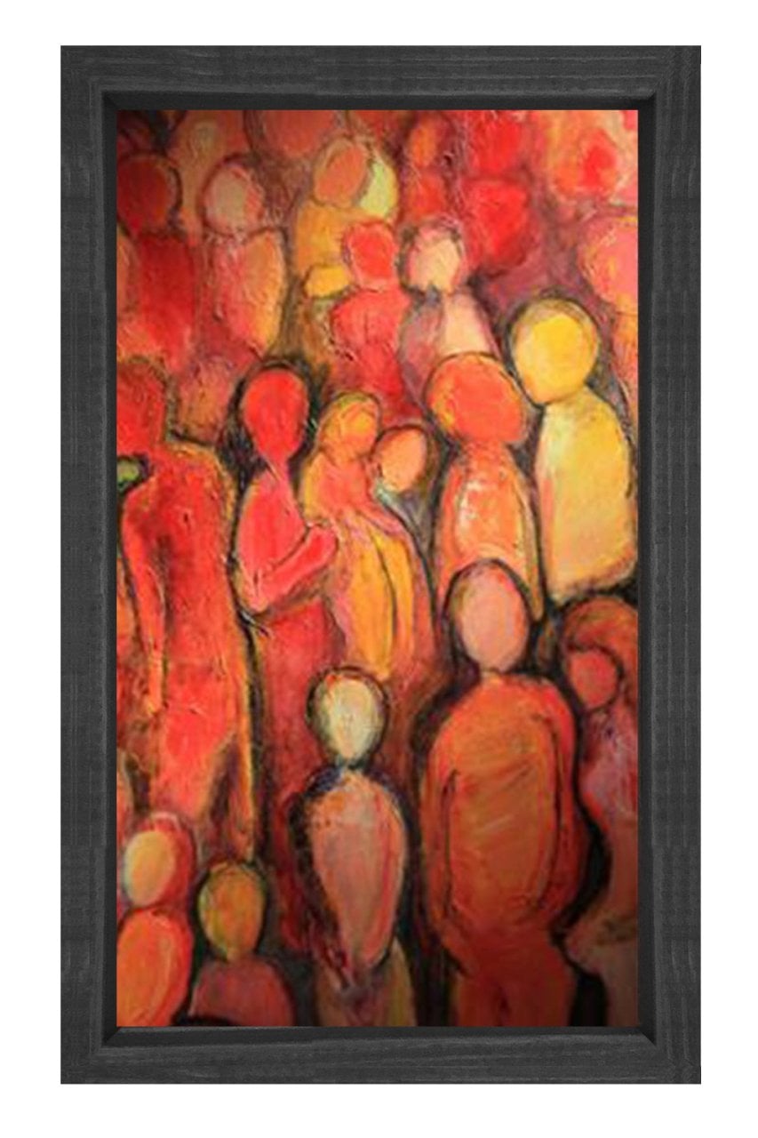 Soyut Reprodüksiyon Tablosu Siyah Ahşap - 50x90