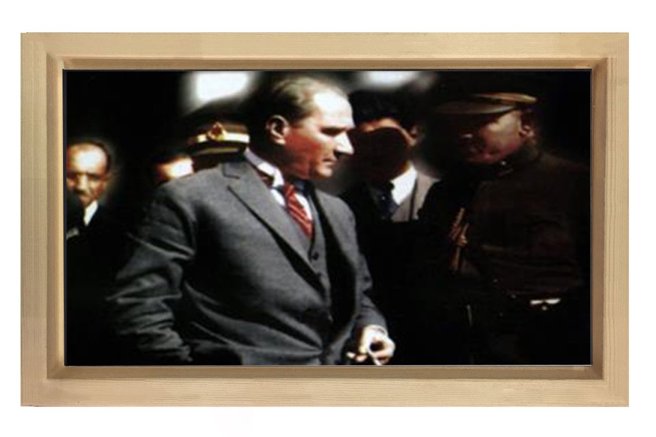 Atatürk Tablosu Naturel Ahşap - 45x30