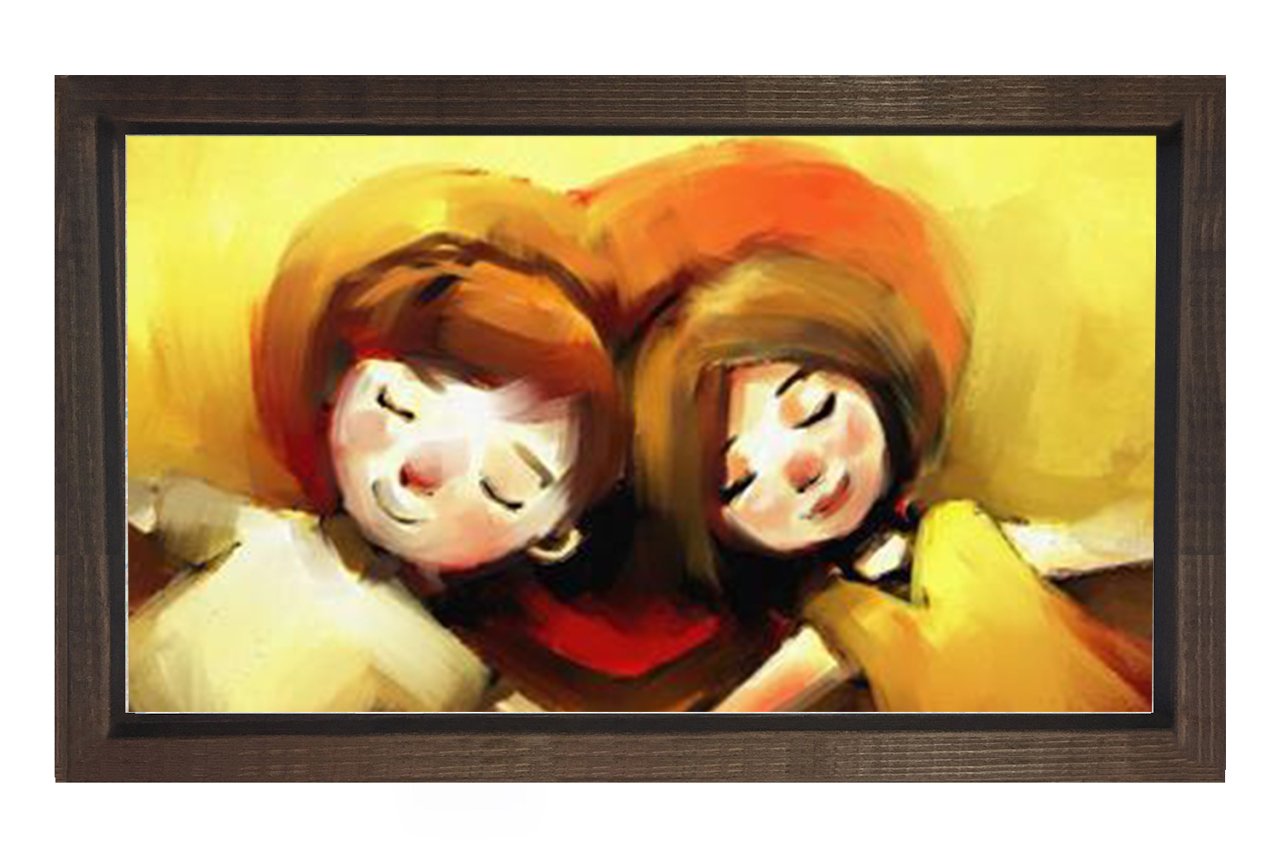 Çoçukluk Aşkı Tablosu Kahverengi Ahşap Çerçeve - 100x200