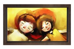 Çoçukluk Aşkı Tablosu Kahverengi Ahşap Çerçeve - 100x200