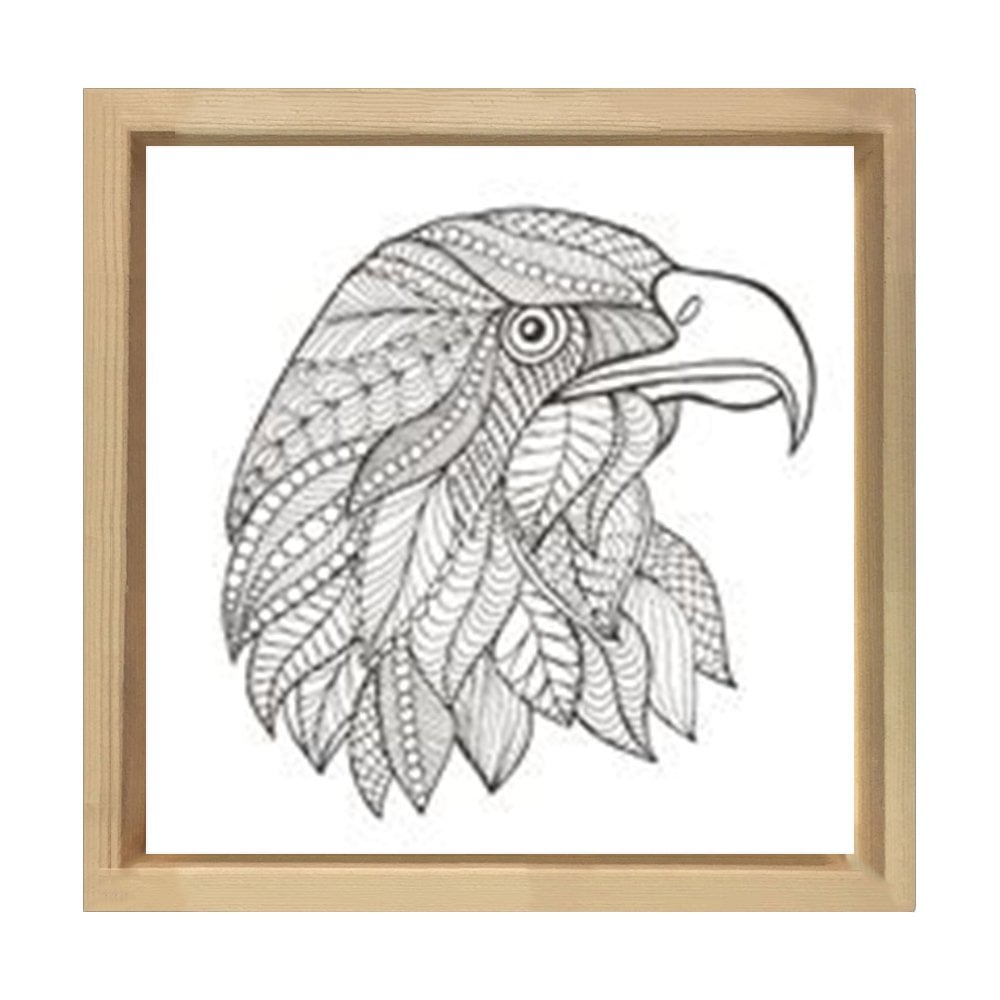 Mandala Kartal Tablosu Naturel Ahşap Çerçeve - 60x60
