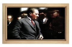 Atatürk Tablosu Naturel Ahşap - 50x70