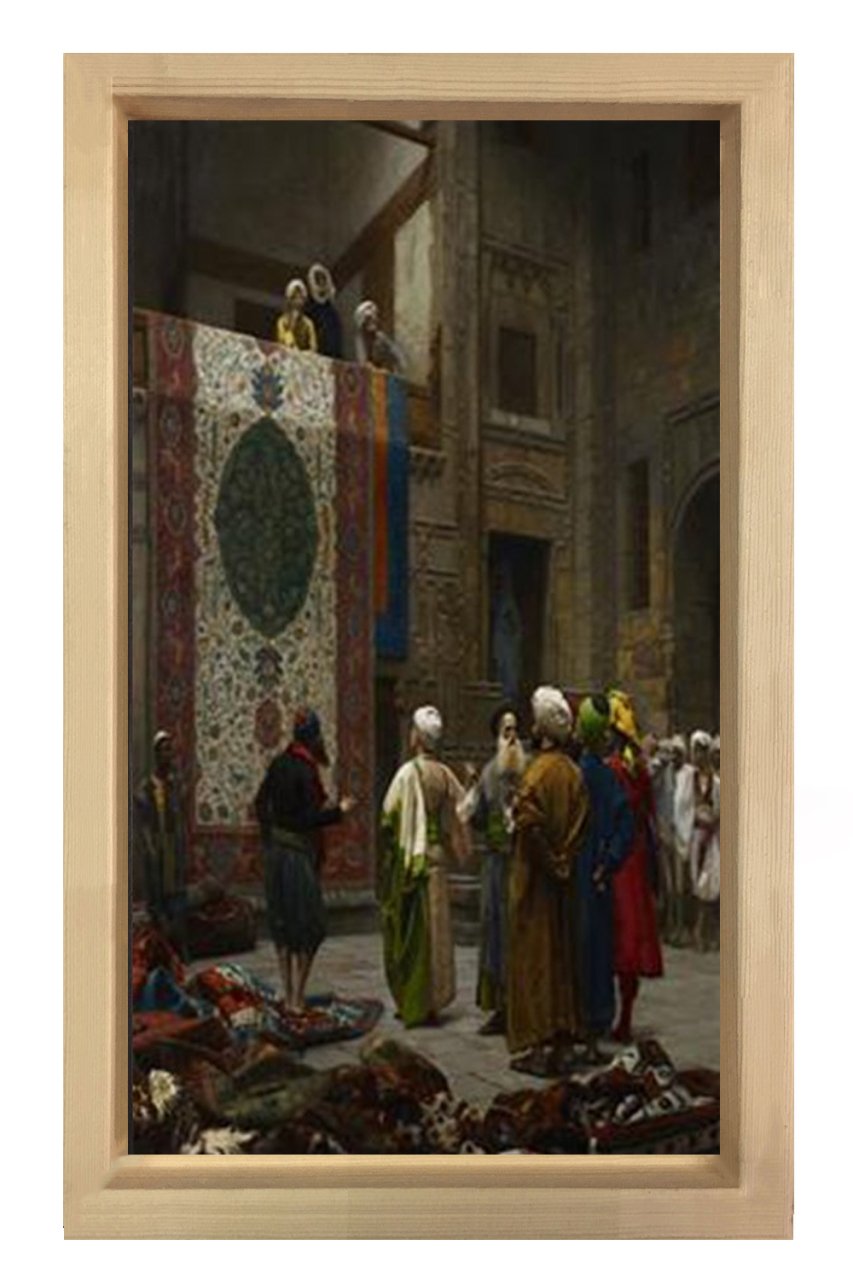 Halı Tüccarı Tablosu Naturel Ahşap Çerçeve - 100x200