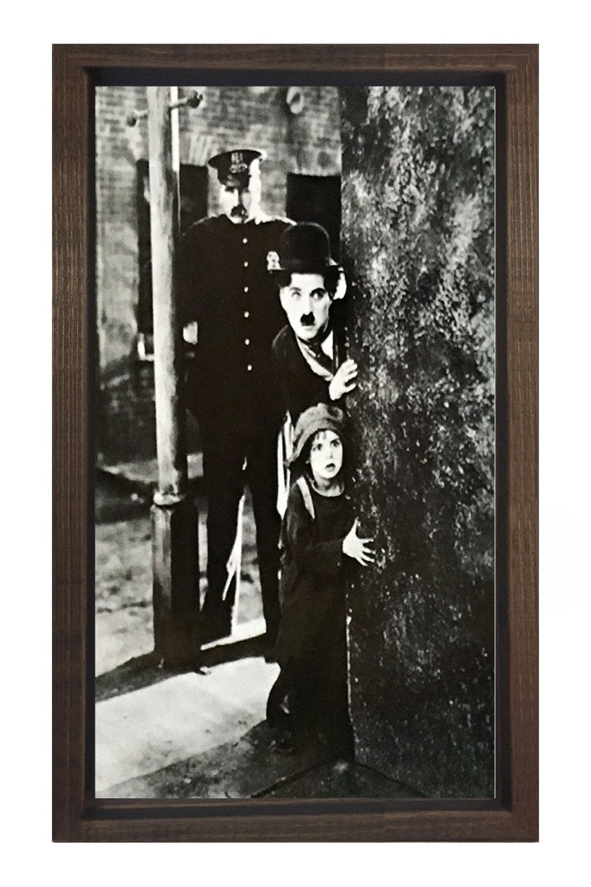 Charlie Chaplin Tablosu Kahverengi Ahşap Çerçeve - 100x200