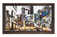 Vektörel Şehir Design Tablosu Kahverengi Ahşap Çerçeve - 50x90