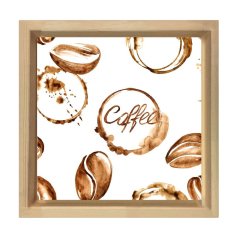 Soyut Kahve Çekirdekleri  Tablosu Naturel Ahşap Çerçeve - 30x30