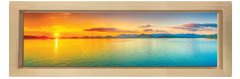 Gün Batımı Su Manzarası Tablosu Naturel Ahşap Çerçeve - 150x50