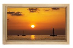 Güneş Batımı Ve Deniz Tablosu Naturel Ahşap Çerçeve - 70x100