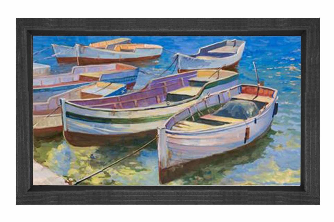 Kayıklar Reprödiksiyon Tablosu Siyah Ahşap Çerçeve - 100x150