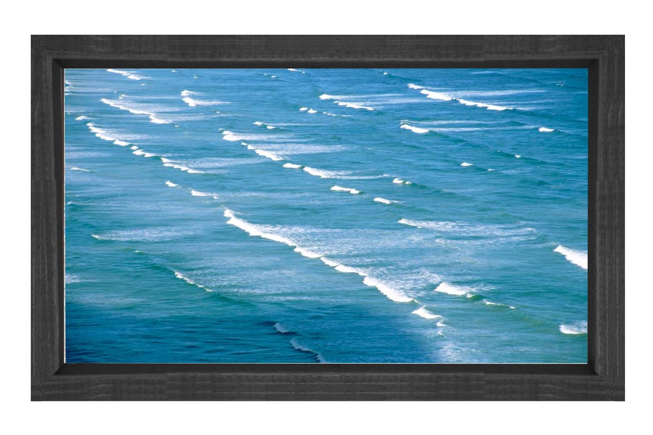 Dalgalı Deniz Yağlıboya Tablosu Siyah Ahşap Çerçeve - 50x90