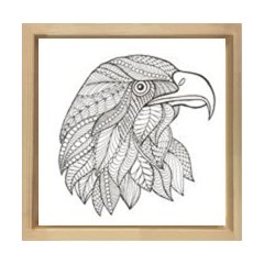 Mandala Kartal Tablosu Naturel Ahşap Çerçeve - 80x80