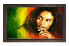 Bob Marley  Tablosu Kahverengi Ahşap Çerçeve - 70x100